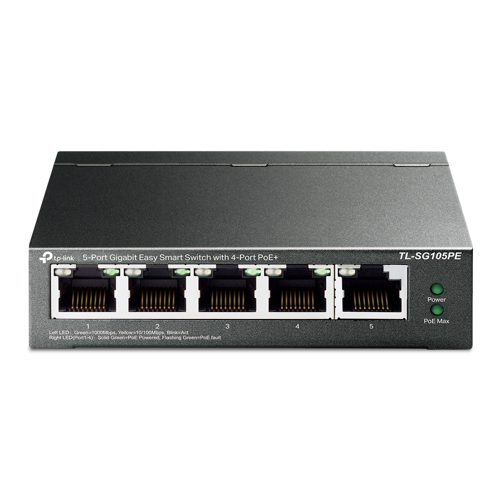 TP-LINK jungiklis TL-SG105PE Nevaldomas, Plieninis korpusas, 10/100/1000 Mbit/s, Ethernet LAN (RJ-45) prievadai 5, Maitinimo tipas Išorinis
