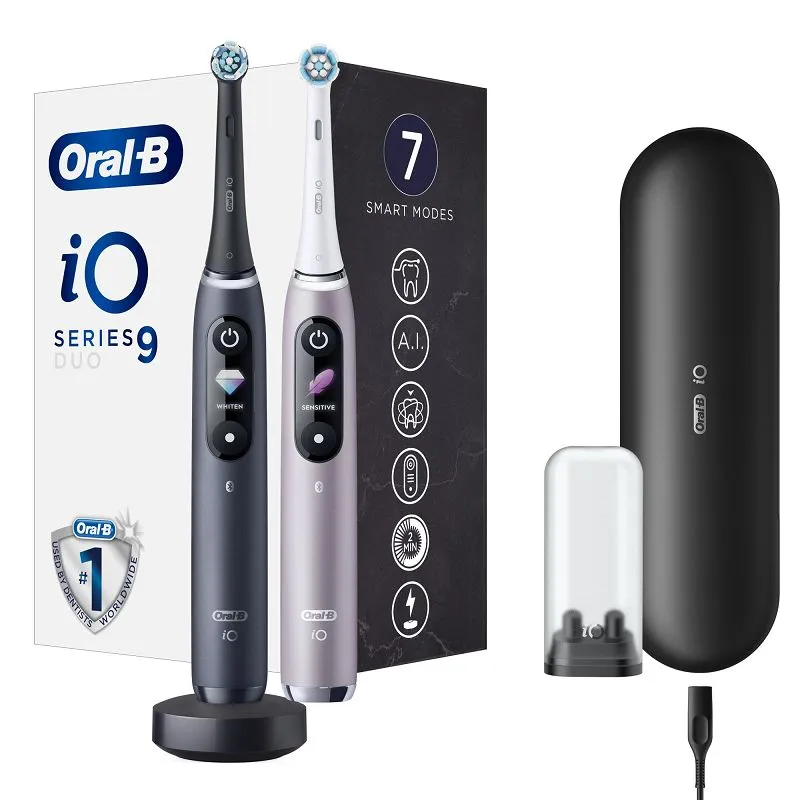 Elektriniai dantų šepetėliai Oral-B iOM9D.2J2.2AD Duo, juoda/rožinė