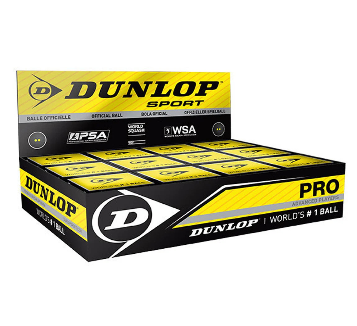 Skvošo kamuoliukas Dunlop PRO 2YellowDot 12-box