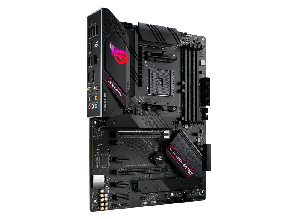 Asus ROG STRIX B550-F GAMING WIFI II Procesorių šeima AMD, Procesoriaus lizdas AM4, DDR4, Atminties lizdai 4, Palaikomos standžiojo disko sąsajos SATA, M.2, SATA jungčių skaičius 6, Chipset B550, ATX