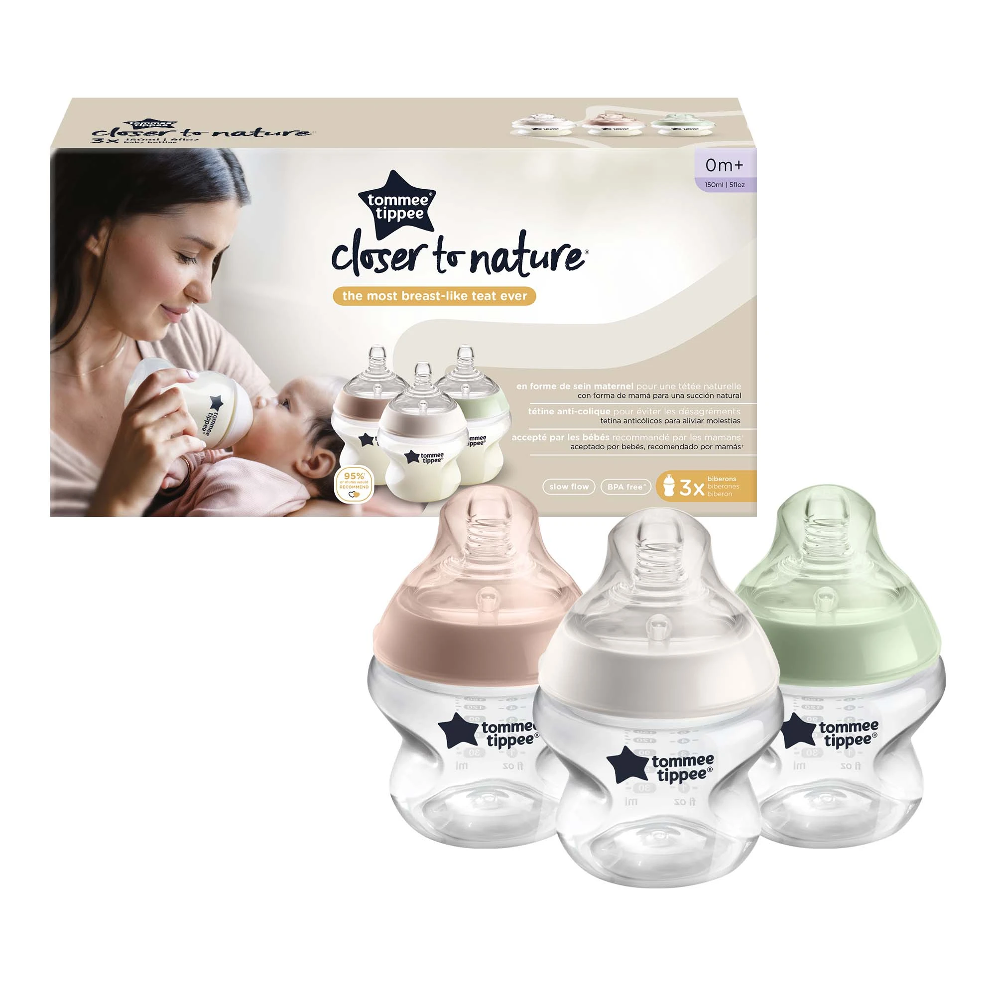 TOMMEE TIPPE buteliukas CLOSER TO NATURE, 150 ml, 3 vnt., 422718
