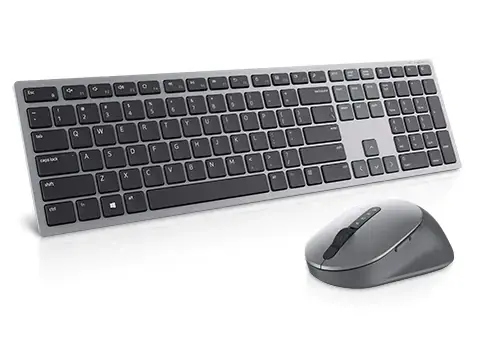 „Dell Premier“ kelių įrenginių klaviatūra ir pelė KM7321W klaviatūros ir pelės rinkinys, belaidis ryšys, su baterijomis, US/LT, Titan pilka