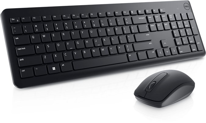 Belaidė klaviatūra ir pelė DELL – JAV tarptautinė (QWERTY), Komplekte - baterijos. KM3322W, 580-AKFZ