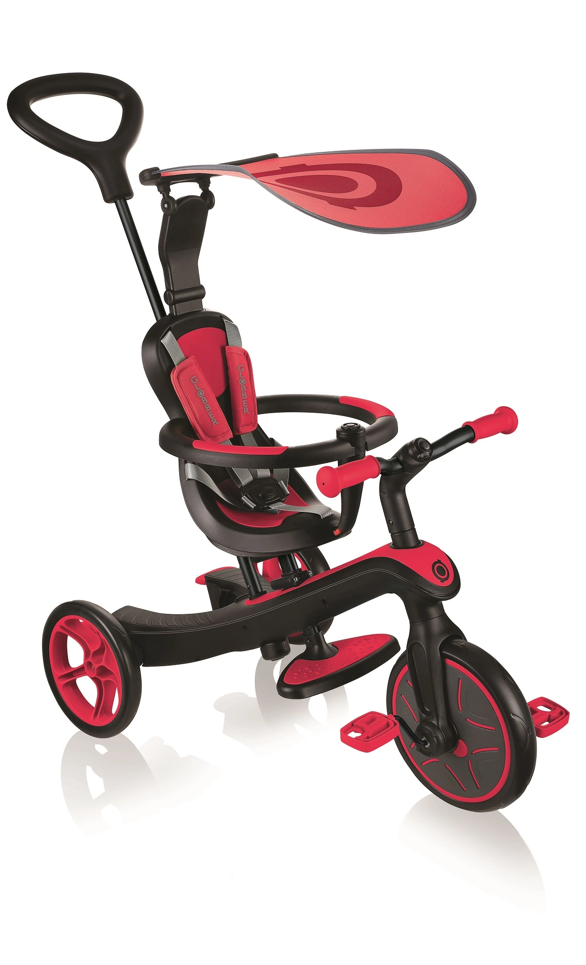 GLOBBER triratukas Trike Explorer 4in1, raudonas, 632-102