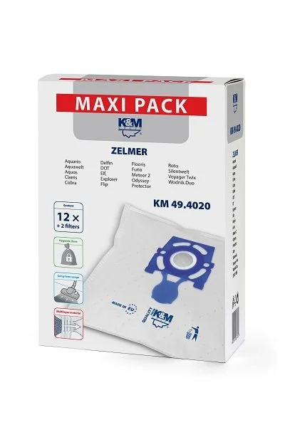 K&M 49.4020 Zelmer maišeliai 12 vnt + 2 filtrai