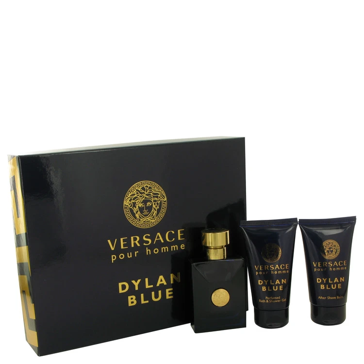 Versace Pour Homme Dylan Blue 50 ml EDT Spray + 50 ml After Shave Balm + 50 ml Shower Gel for Men Gift Set