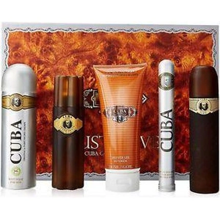 Fragluxe Cuba Gold 100 ml EDT Spray + 100 ml After Shave Spray + 200 ml Body Deodorant Spray + 200 ml Shower Gel +35 ml EDT Spray for Men Gift Set