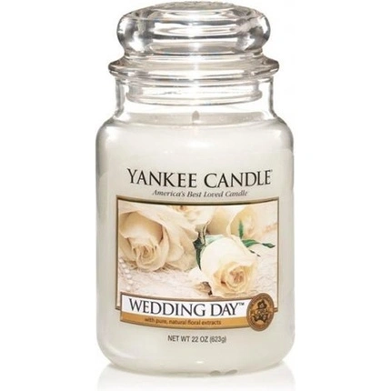 YANKEE CANDLE Didelis stiklainis su kvapniu dangteliu Vestuvių diena 623g