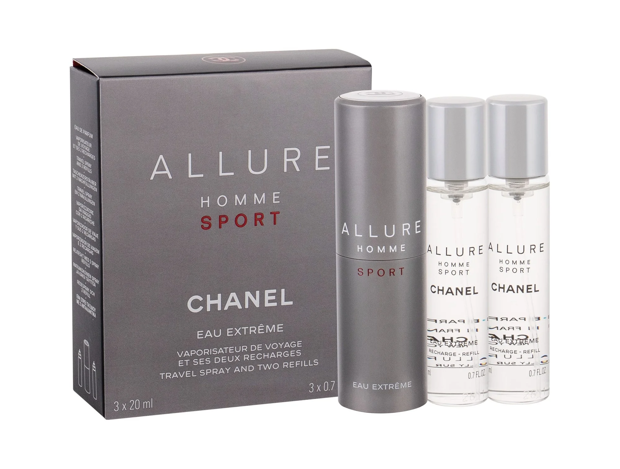„Chanel Allure Homme Sport Eau Extreme Mini Edt Concentree Spray 2 Refils“ 3 x 21 ml vyrams