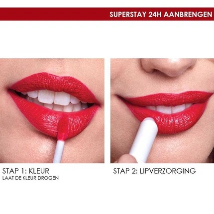 Maybelline Superstar 24 2 žingsnių skystas lūpų dažų makiažas 510 Red Passion