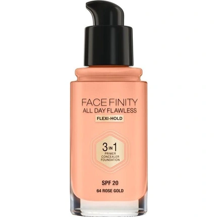 Max Factor Facefinity 3 In 1 Primer  Concealer  Foundation Spf20 64 Rose Gold 30ml