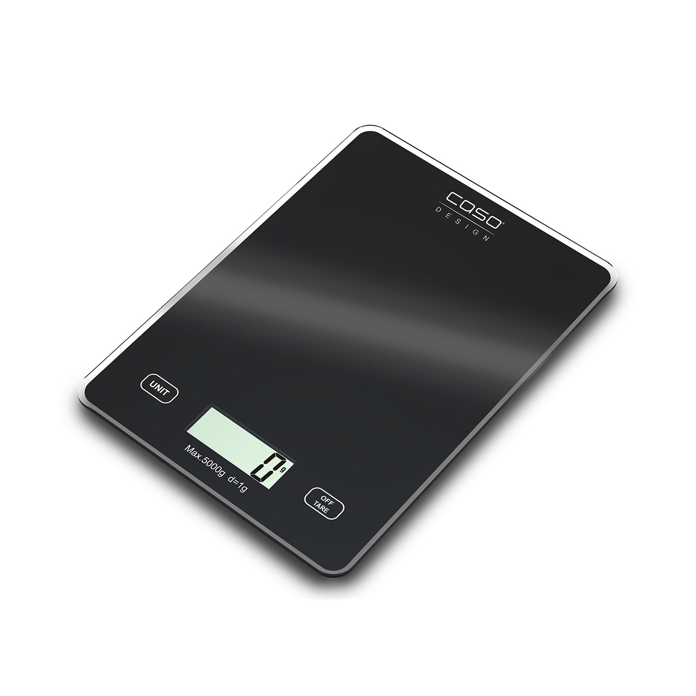 Caso virtuvinės svarstyklės Slim Maksimalus svoris (talpa) 5 kg, gradacija 1 g, juoda