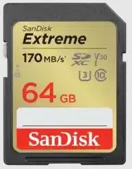 SanDisk SDXC 64GB Extreme UHS-I U3 V30 170/80 MB/s
