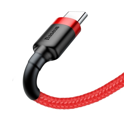 Kabelis Baseus USB2.0 A kištukas - USB C kištukas 0,5 m, QC3.0 su nailoniniu šarvu Cafule, raudonas
