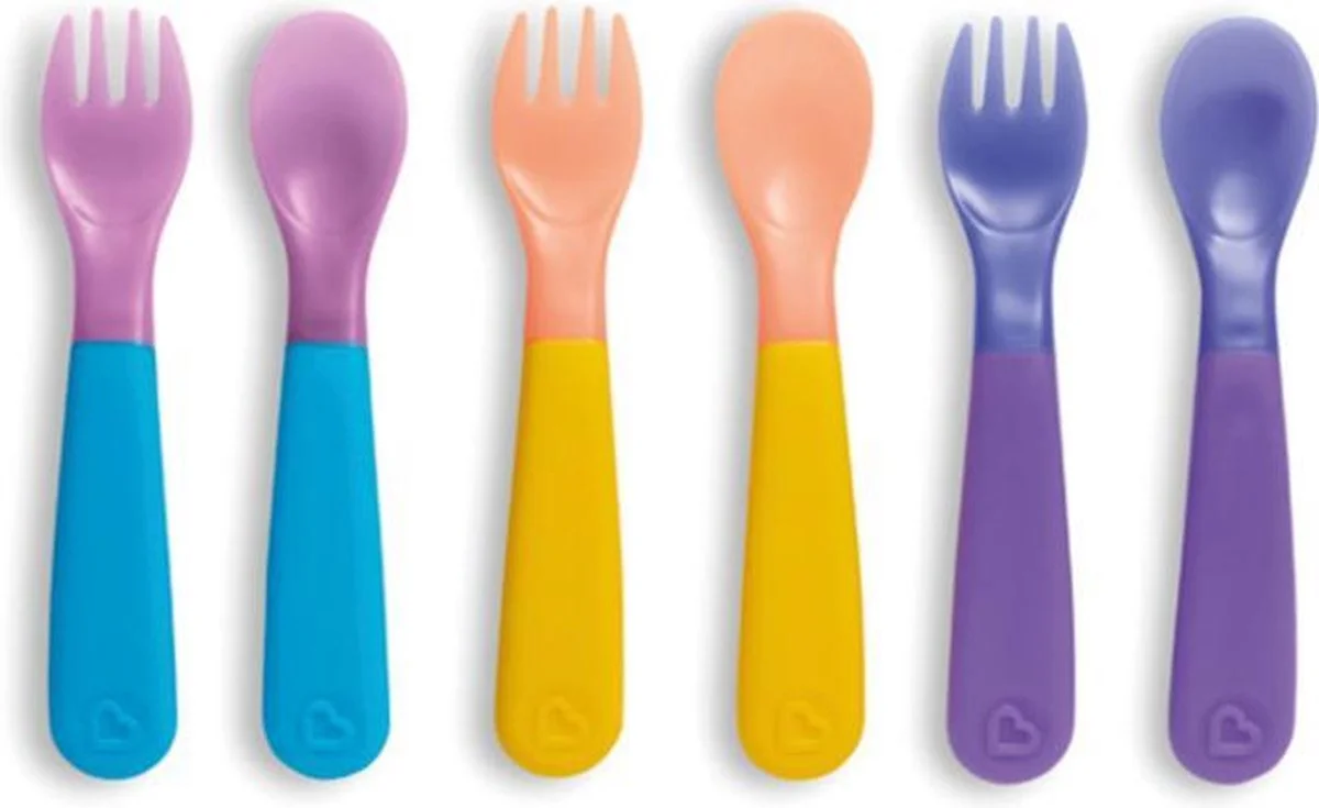 MUNCHKIN spalvotų šaukštelių ir šakučių rinkinys, 12 m+, 6 vnt., 012536