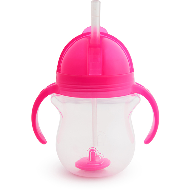 MUNCHKIN gertuvė su rankenom ir šiaudeliu, 207ml, 6m+, rožinė, 01248201