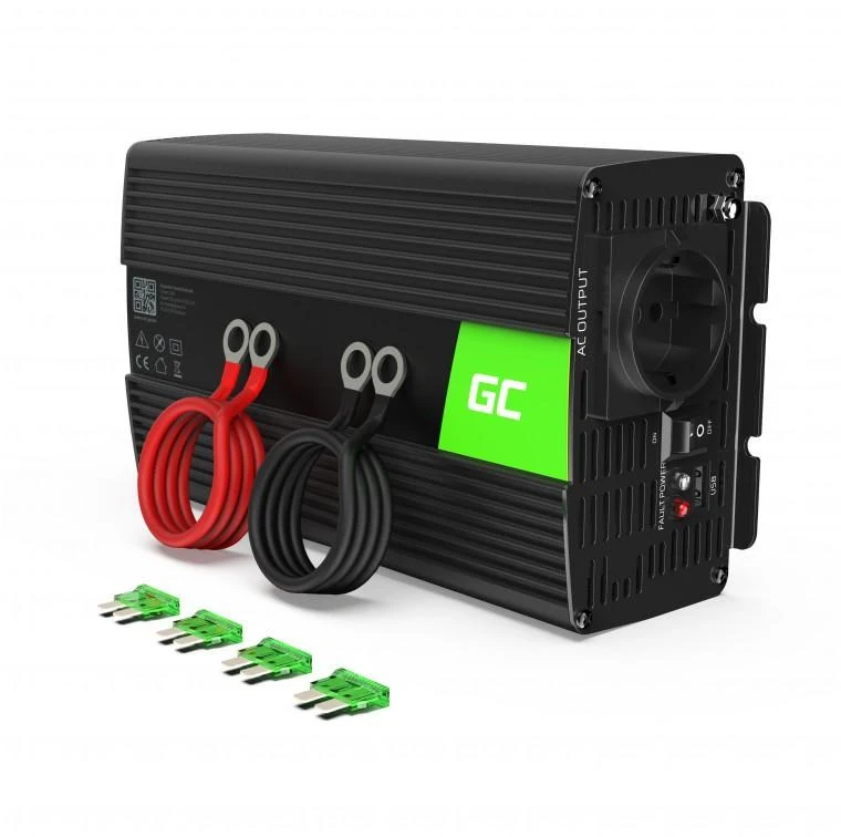 Green Cell Automobilio įtampos keitiklis Maitinimo keitiklis 12V - 230V 1500W Juoda
