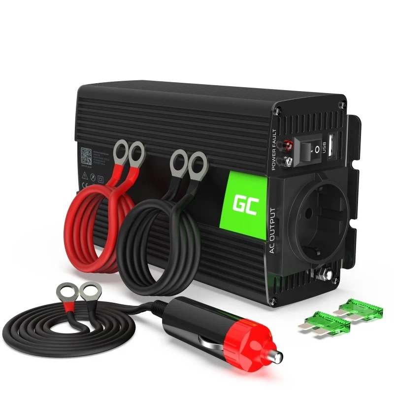 Green Cell Automobilio įtampos keitiklis Maitinimo keitiklis 12V - 230V 300W Juoda