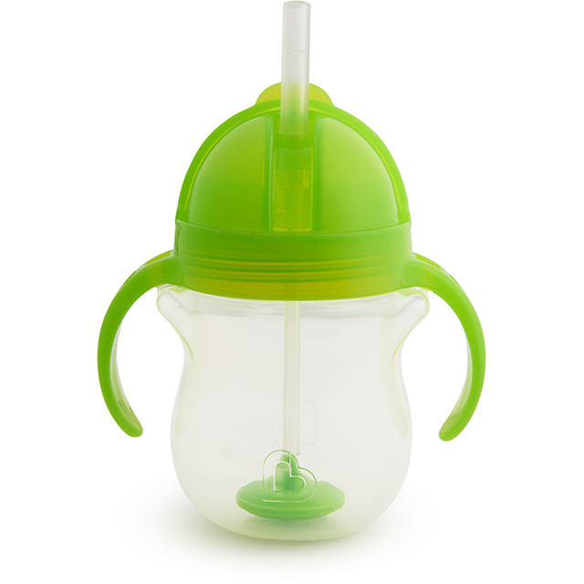 MUNCHKIN gertuvė su rankenom ir šiaudeliu, 207ml, 6m+, žalia, 01225601