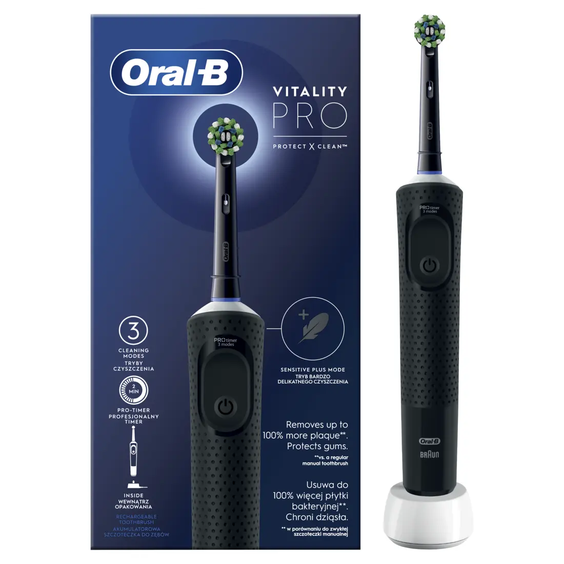 Elektrinis dantų šepetėlis Oral-B D103.413.3 Vitality Pro Black