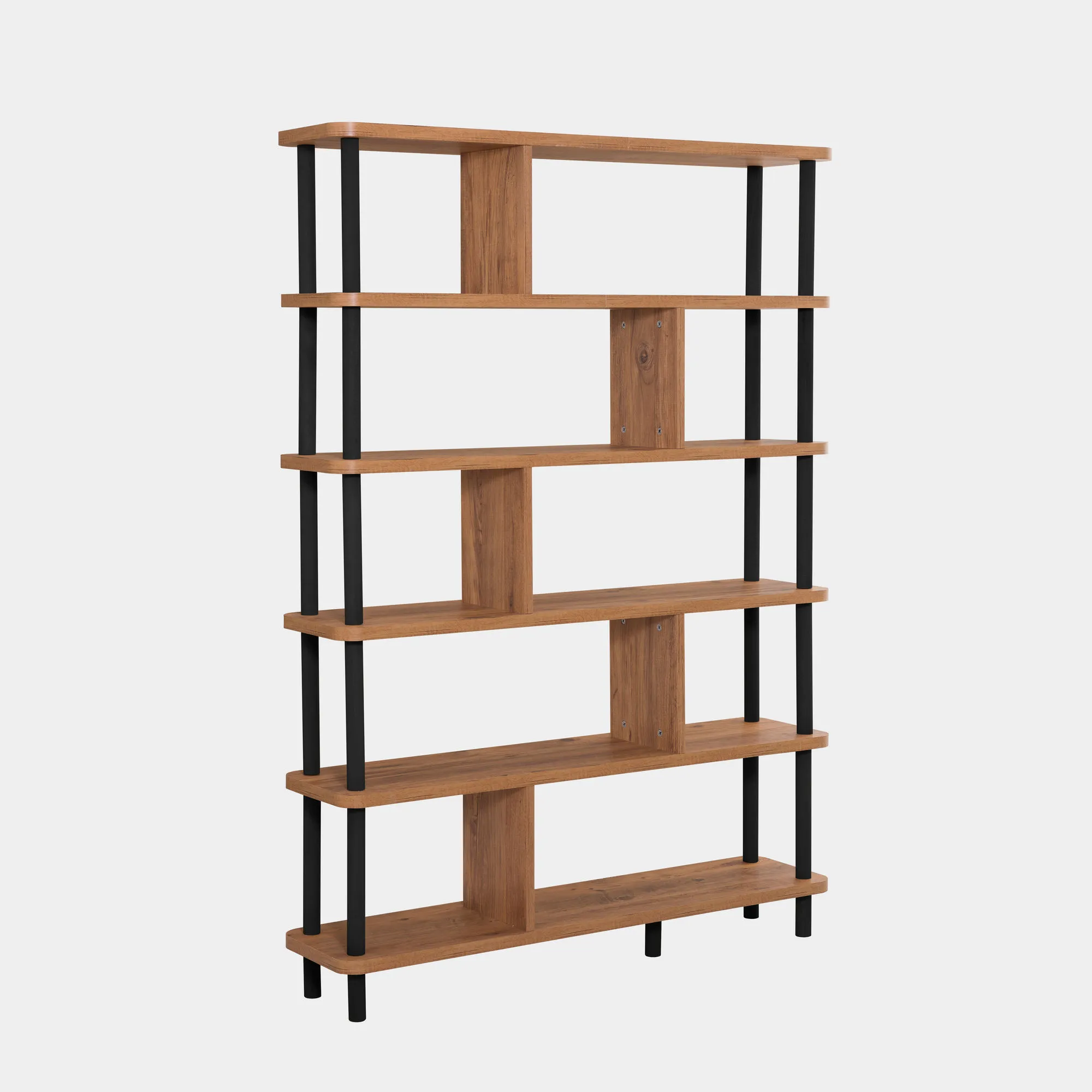 Knygų lentyna, Hanah Home, juoda Atlanto pušis, 120 x 168,5 x 28, cm