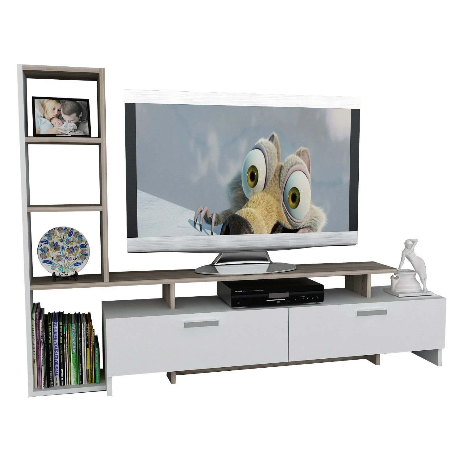 TV blokas, Hanah Home, balta Kordoba, 168,2 x 120 x 22, cm