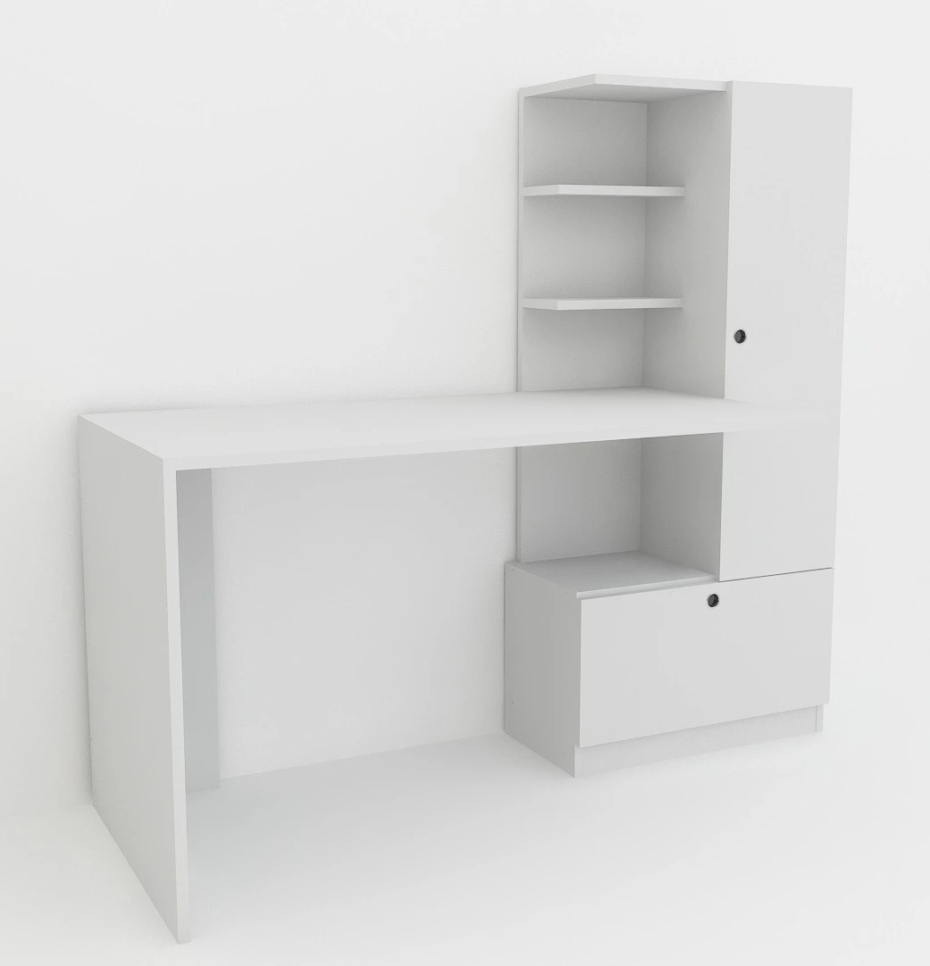 Darbo stalas, Hanah Home, baltas, 149,5 x 120 x 61,8 cm