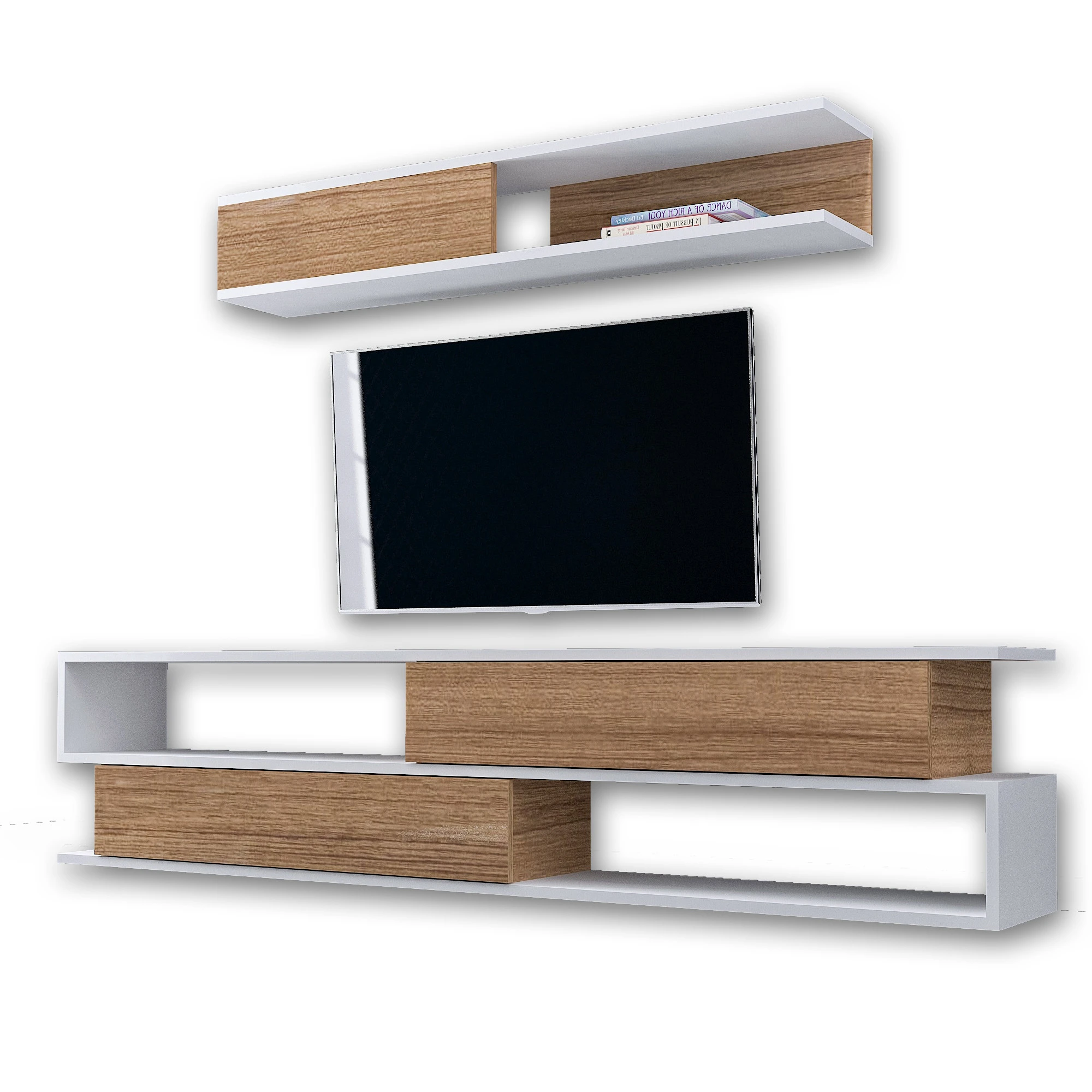 TV blokas, Hanah Home, balta Tikmedis, 176 x 39 x 31,5, cm