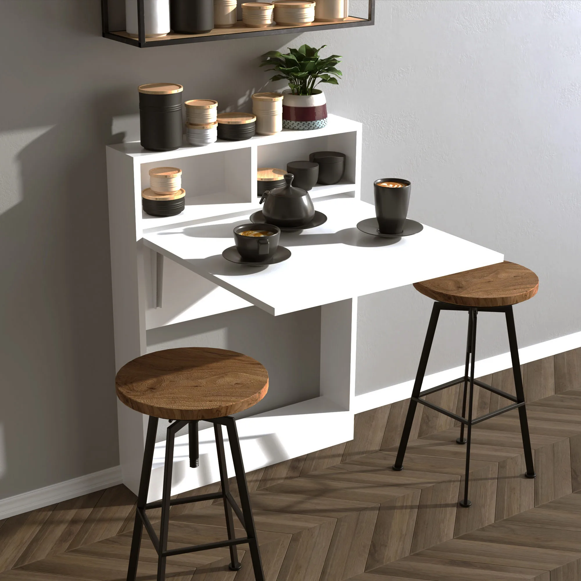 Sulankstomas stalas, Hanah Home, baltas, 70 x 96 x 15, cm