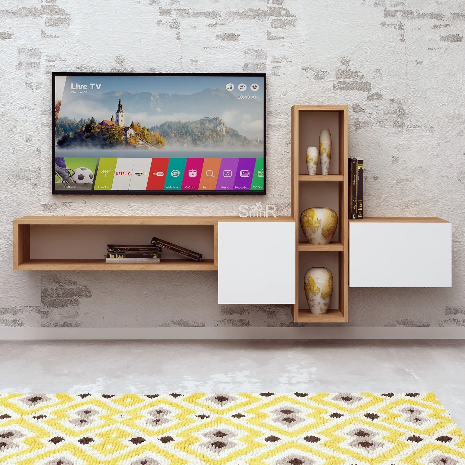 TV blokas, Hanah Home, ąžuolas Balta, 160 x 70 x 35, cm