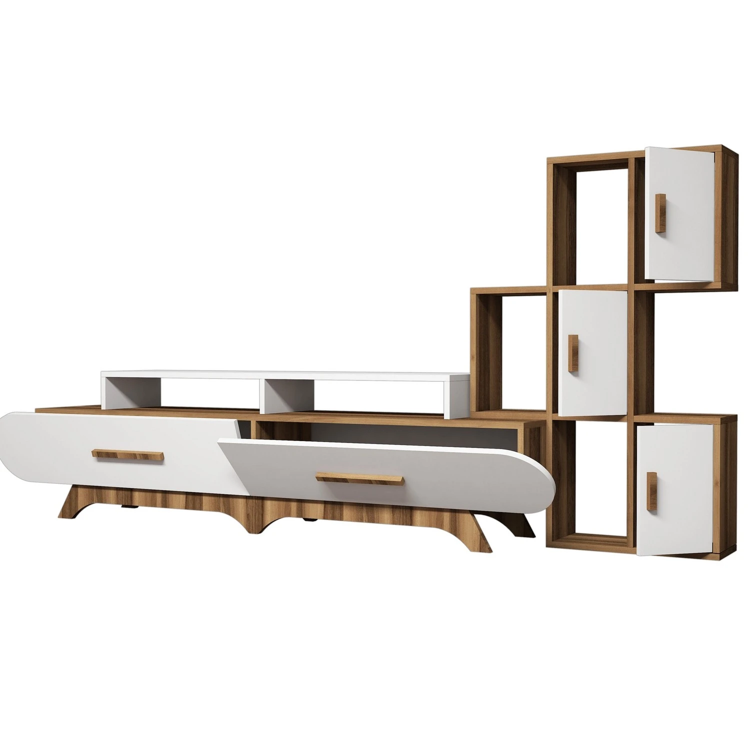 TV blokas, Hanah Home, graikinis riešutas Balta, 205 x 50 x 36,8, cm