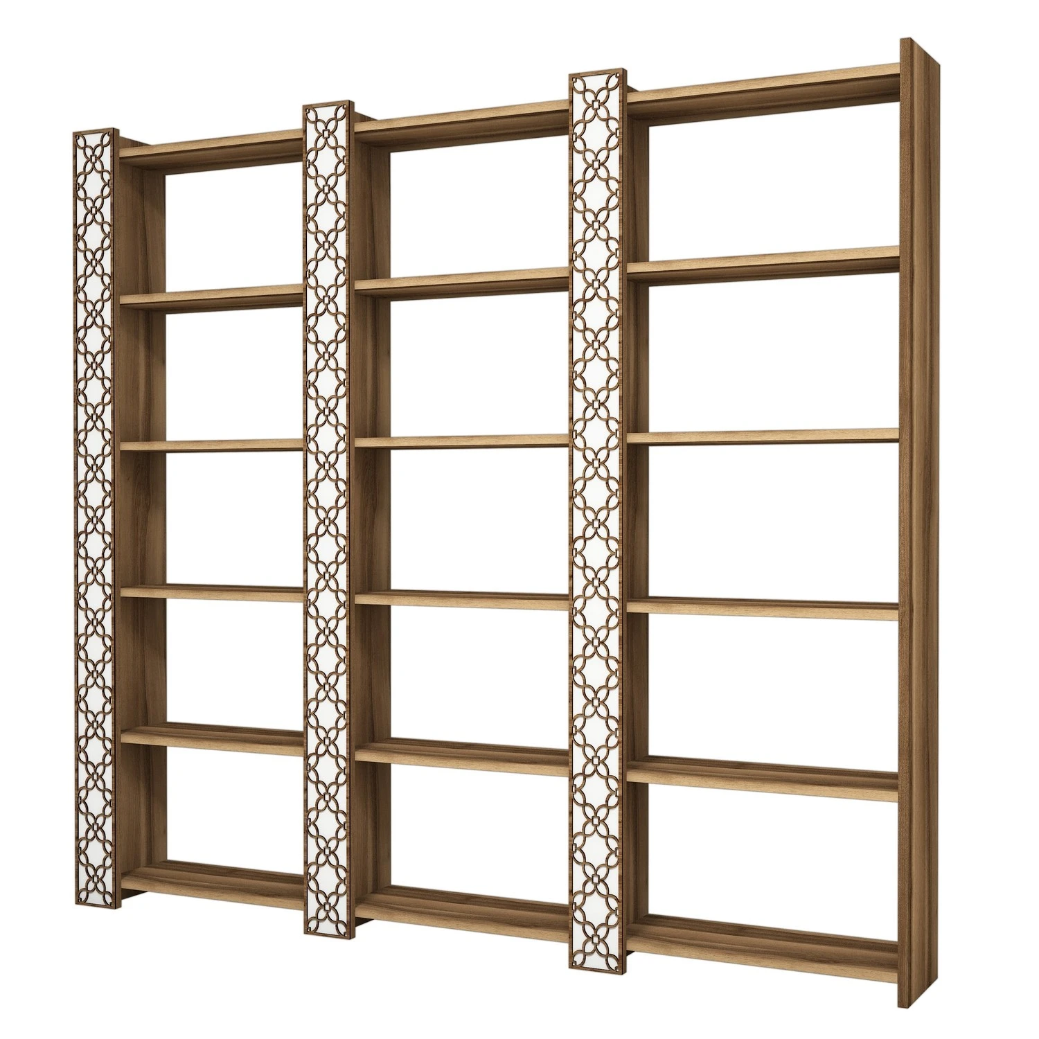 Knygų lentyna, Hanah Home, Graikinis riešutas Balta, 184,6 x 170 x 24,2 cm