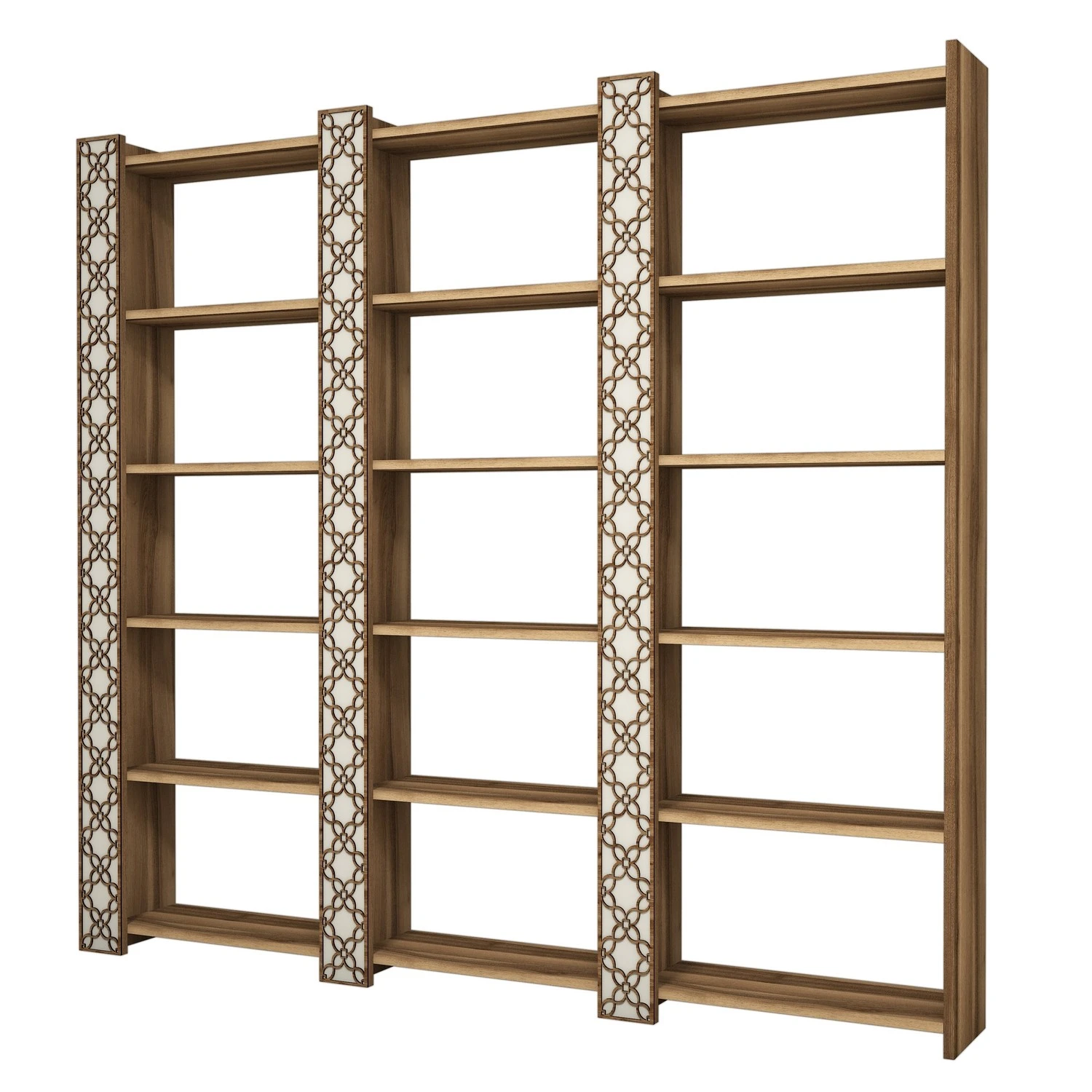 Knygų lentyna, Hanah Home, Graikinis riešutas Kremas, 184,6 x 170 x 24,2, cm