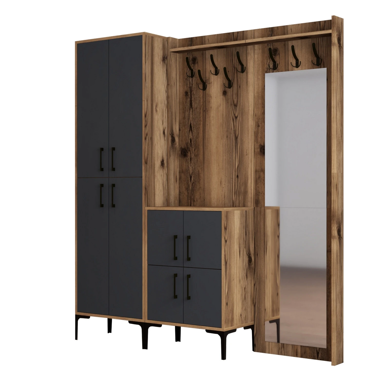 Prieškambario stovas, Hanah Home, graikinis riešutas Antracitas, 180 x 200 x 35, cm