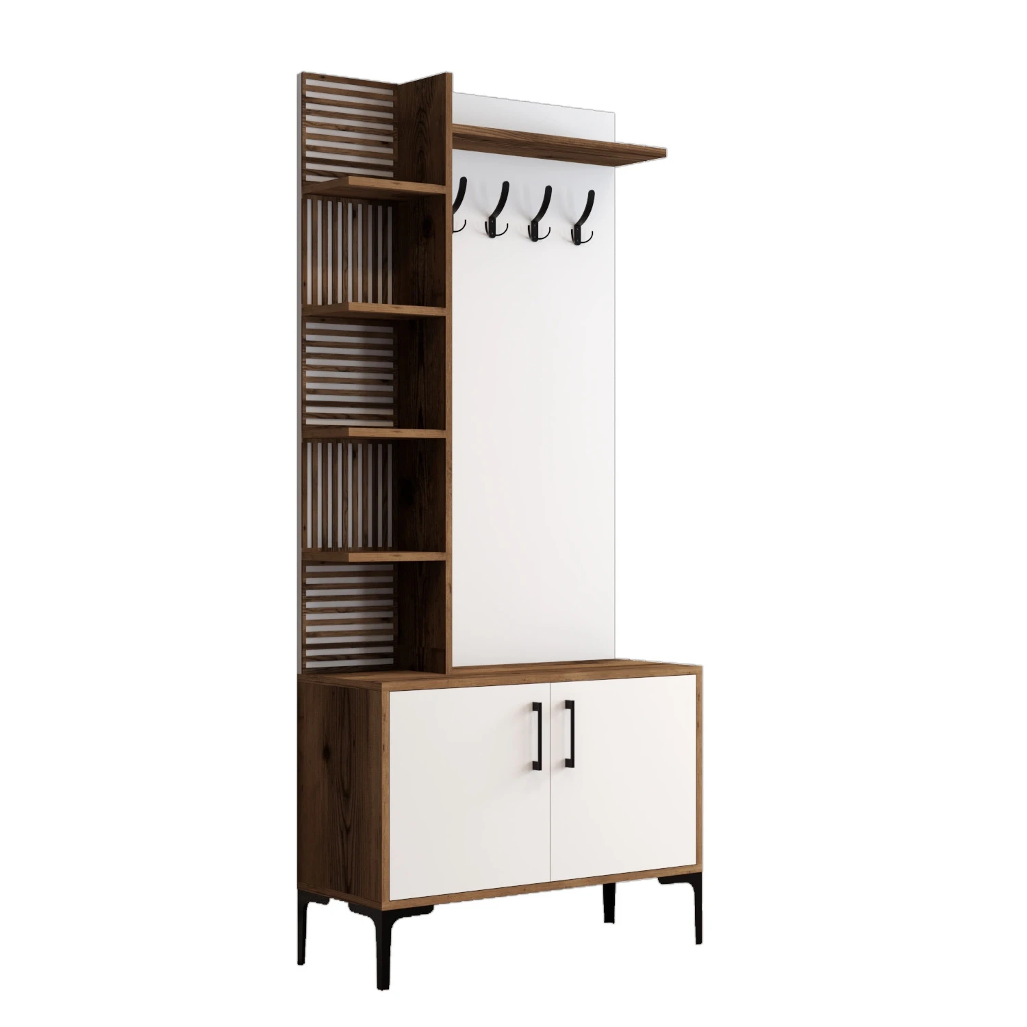 Prieškambario stovas, Hanah Home, graikinis riešutas Balta, 90 x 200 x 35, cm