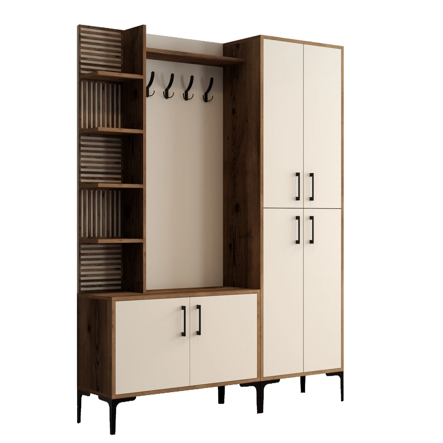 Prieškambario stovas, Hanah Home, graikinis riešutas Kremas, 150 x 200 x 35, cm