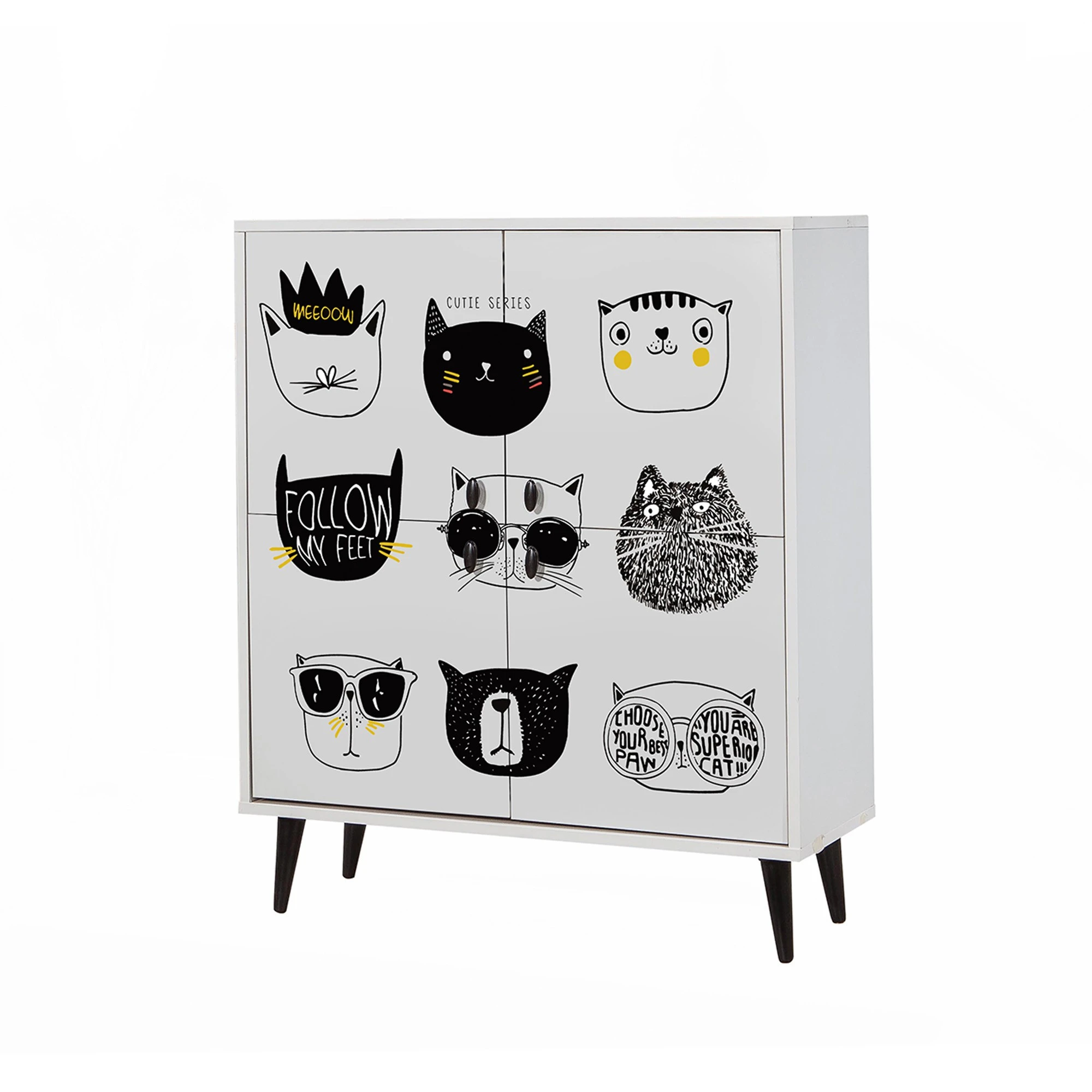 Daugiafunkcinė spintelė, Hanah Home, balta Juoda Geltona, 95 x 111 x 36, cm