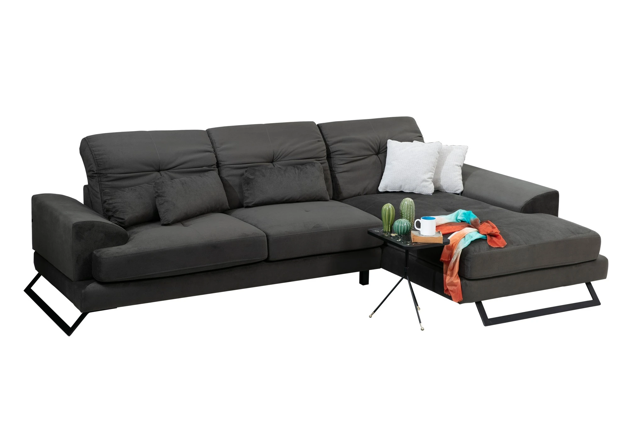 Kampinė sofa Hanah Home Frido, antracitas, 100 x 92 x 308