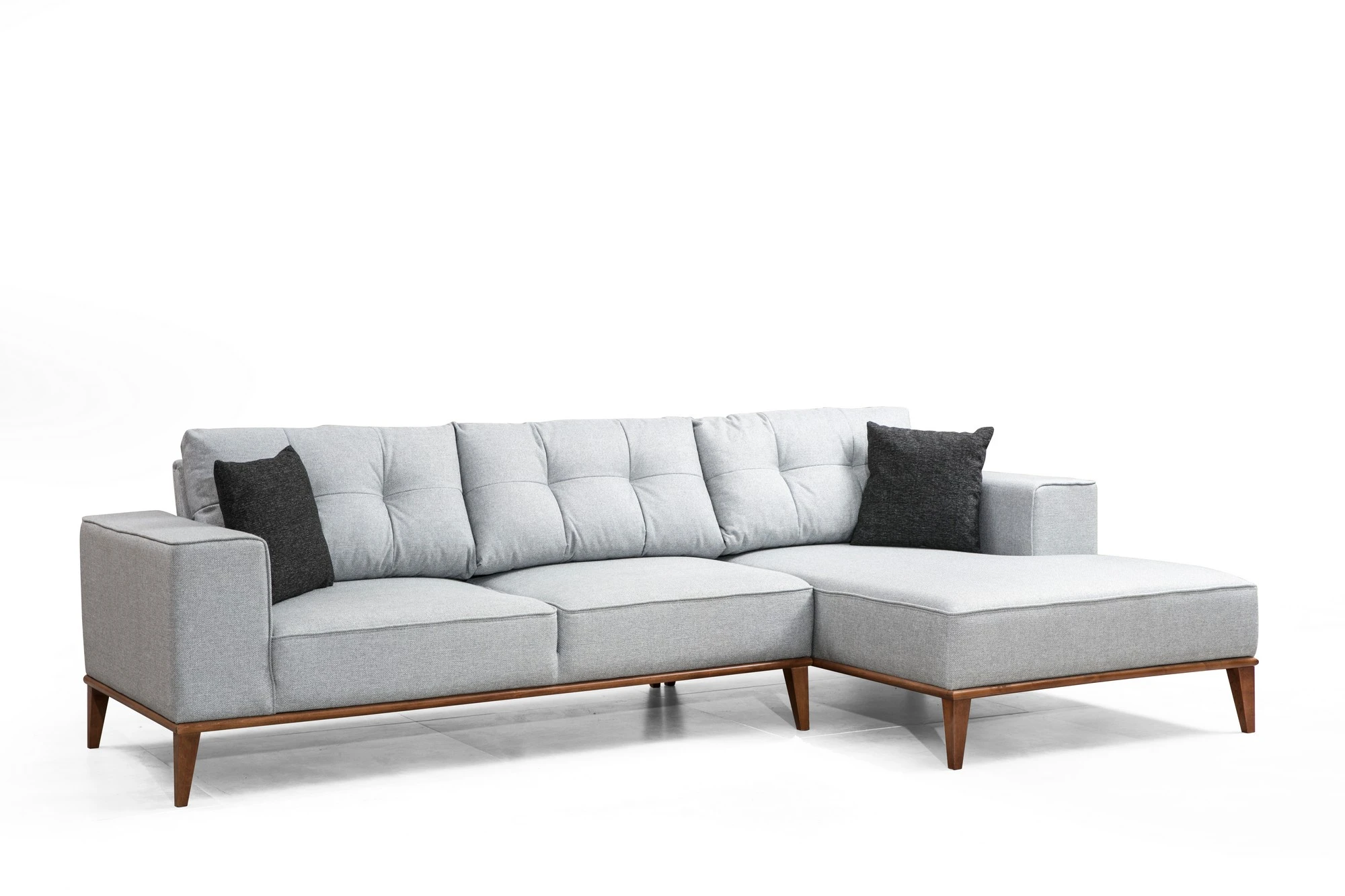 Kampinė sofa-lova Hanah Home Montana, šviesiai pilka, 91 x 85 x 288
