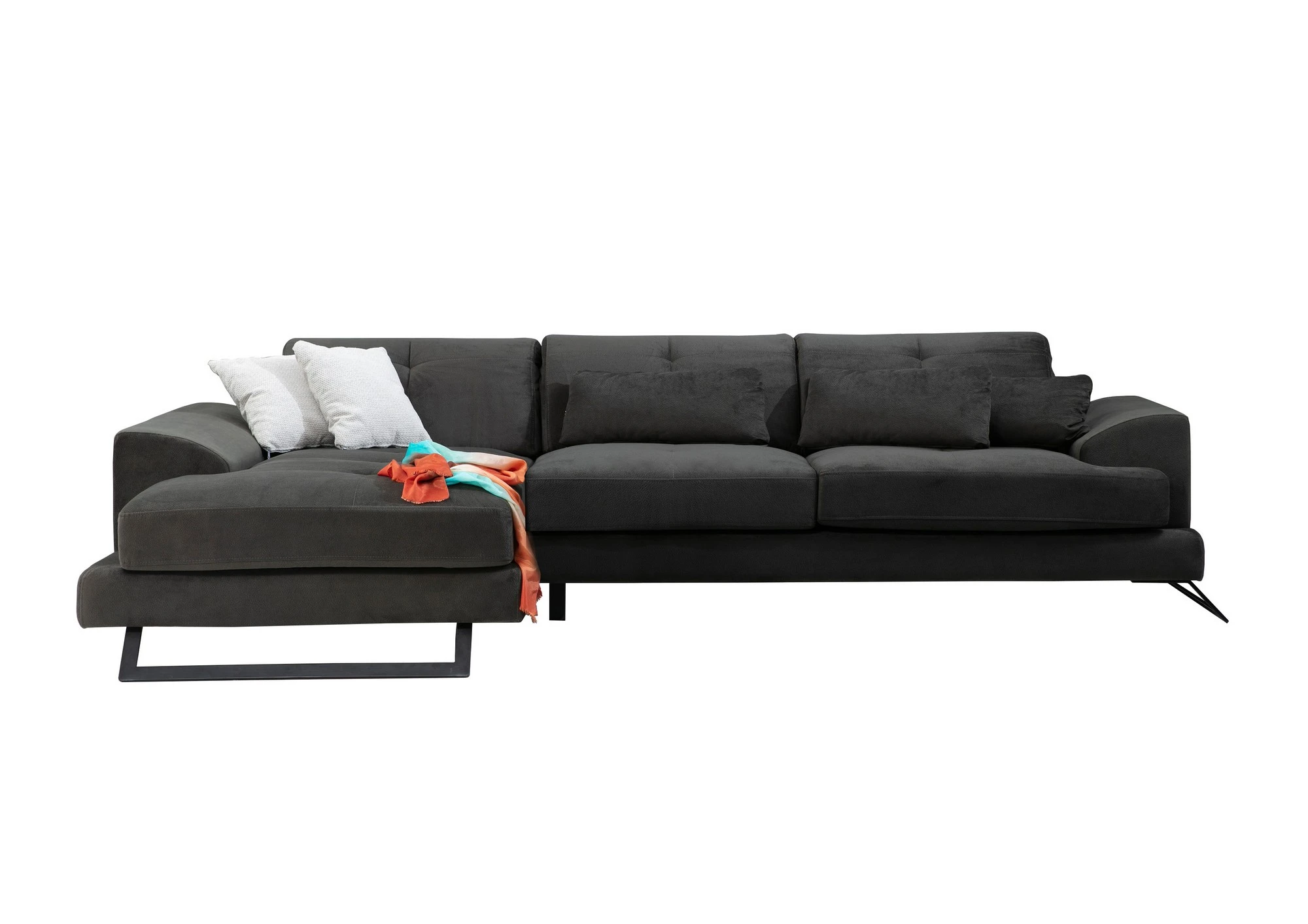 Kampinė sofa Hanah Home Frido, antracitas, 100 x 92 x 304