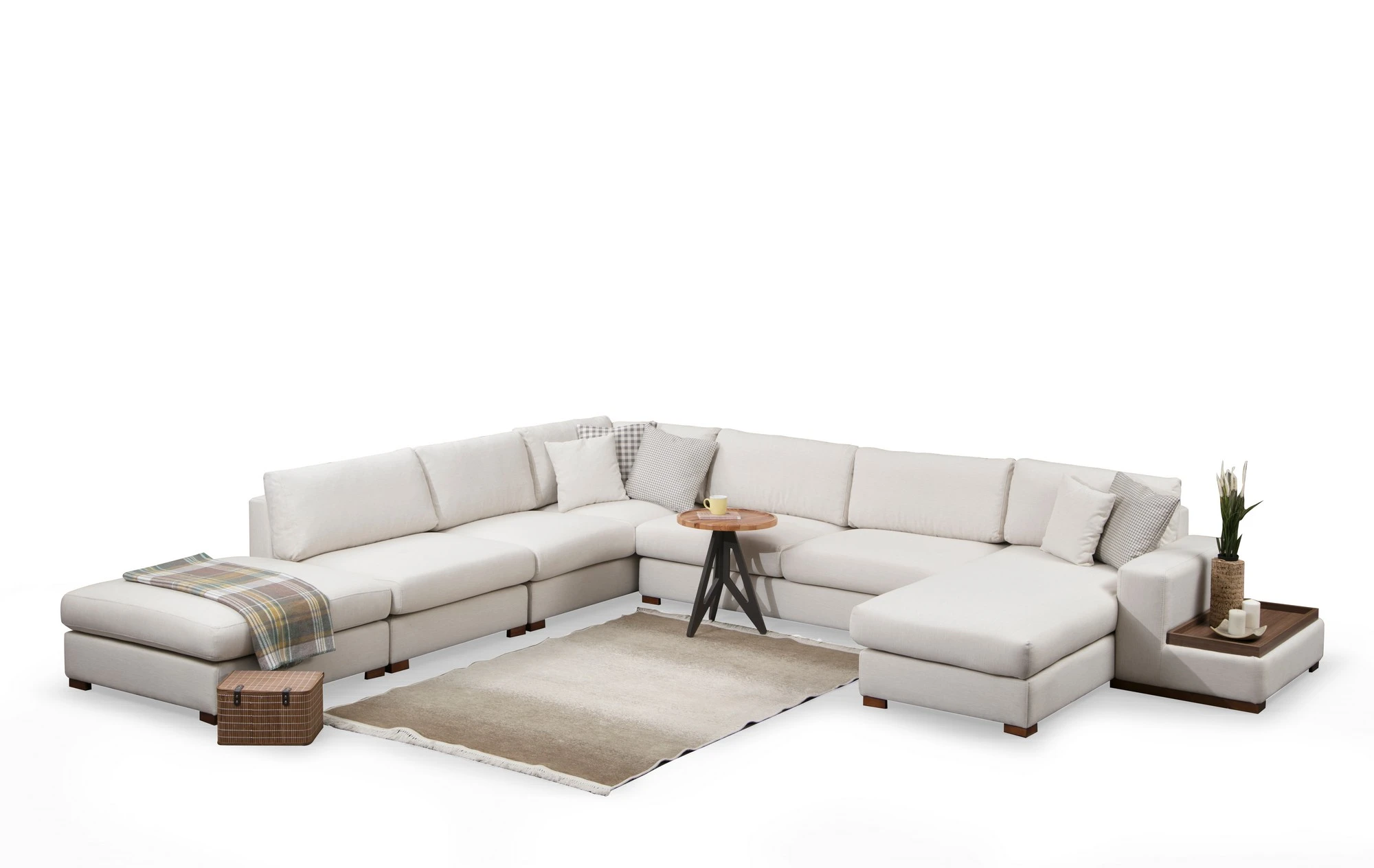 Kampinė sofa Hanah Home Loop, balta, 95 x 85 x 428