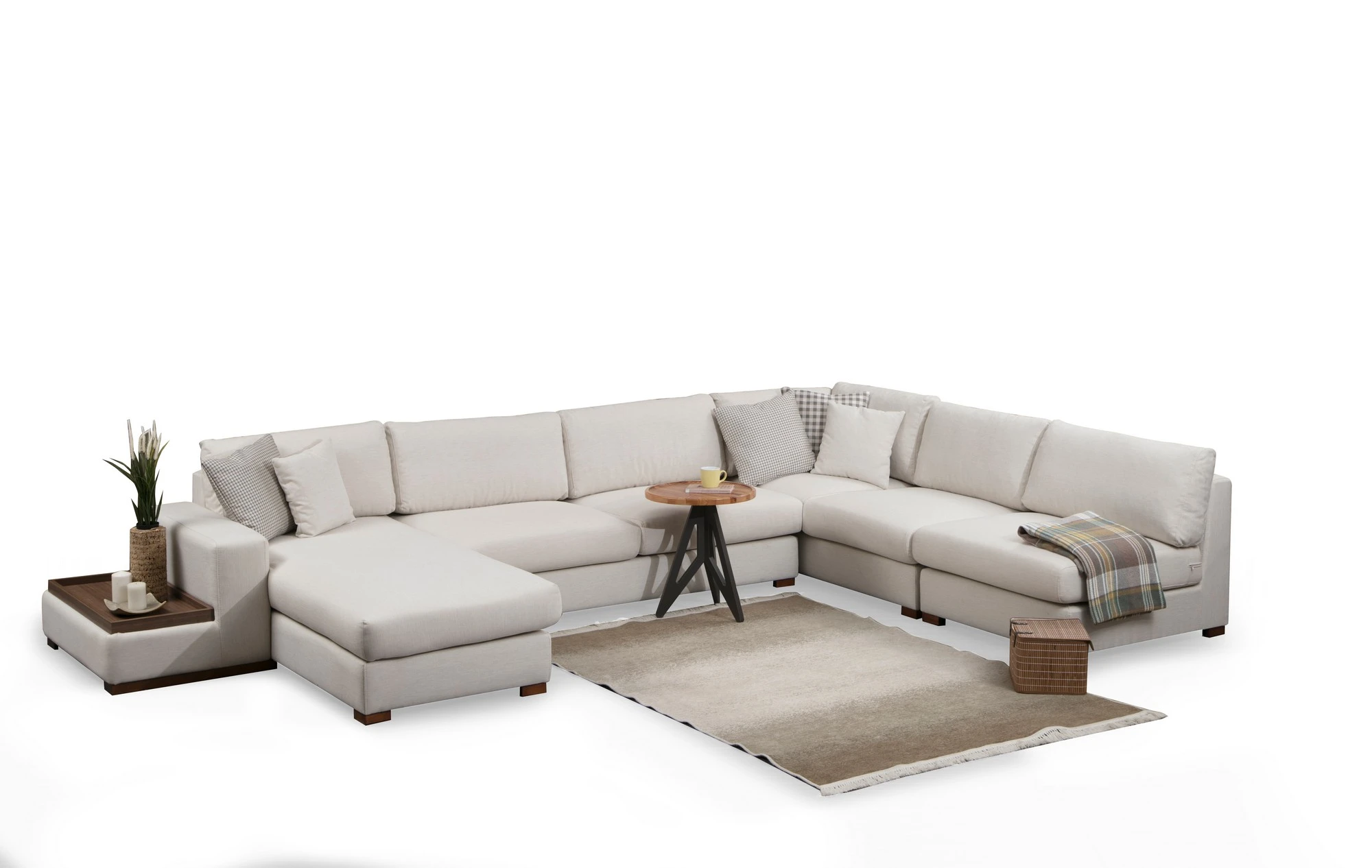 Kampinė sofa Hanah Home Loop, balta, 95 x 85 x 272