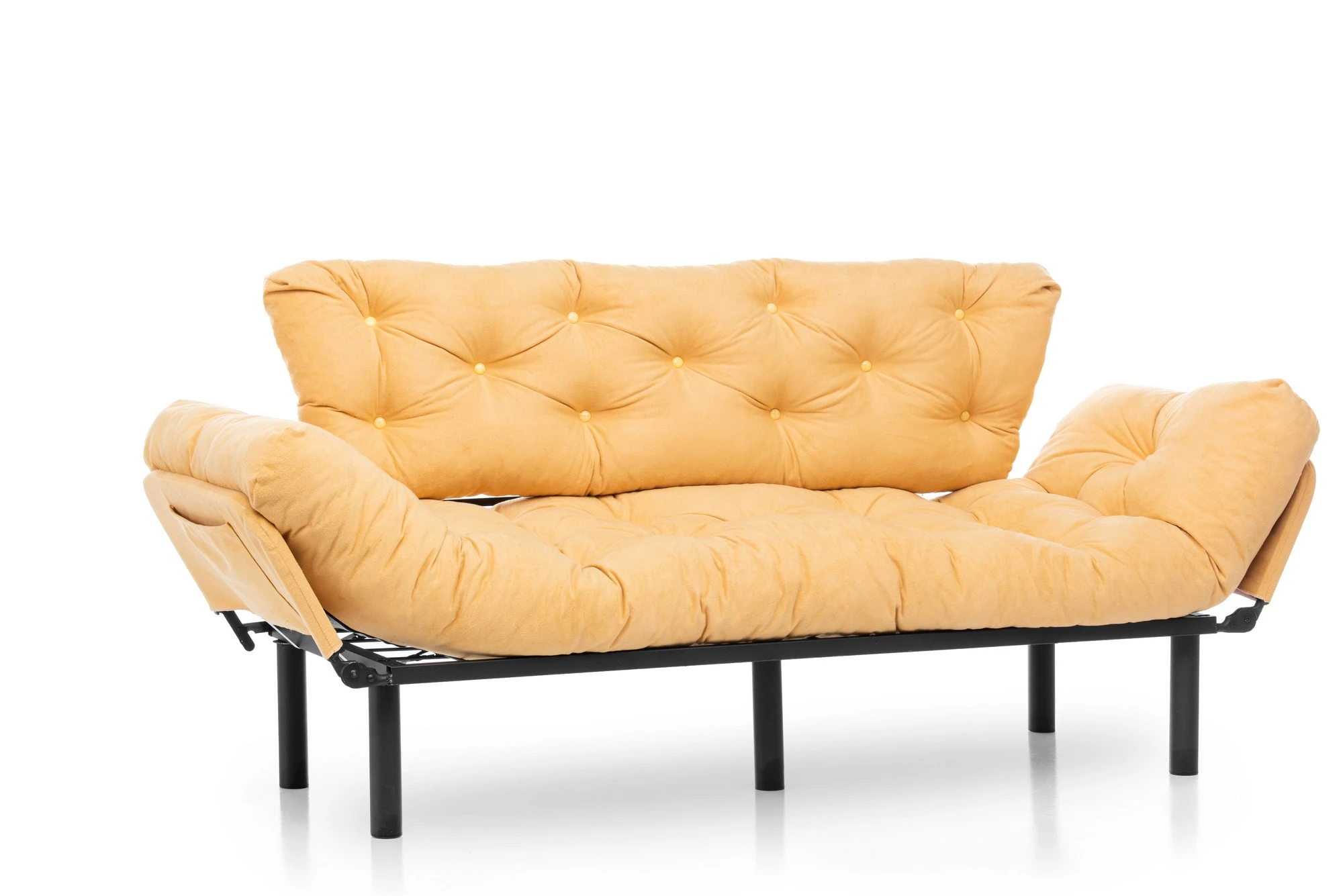 Trivietė sofa-lova Hanah Home Nitta , garstyčios, 185 x 85 x 70