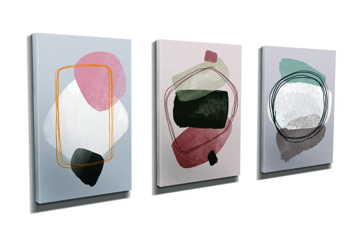 Dekoratyvinė drobės tapyba (3 vnt.), Wallxpert, daugiaspalvė, 30 x 40, cm