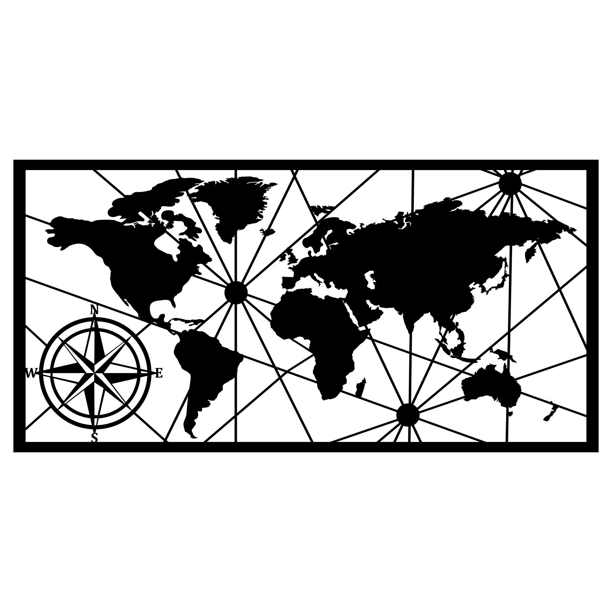 Dekoratyvinis metalinis sienų aksesuaras, Wallxpert, juodas, 120 x 60, cm