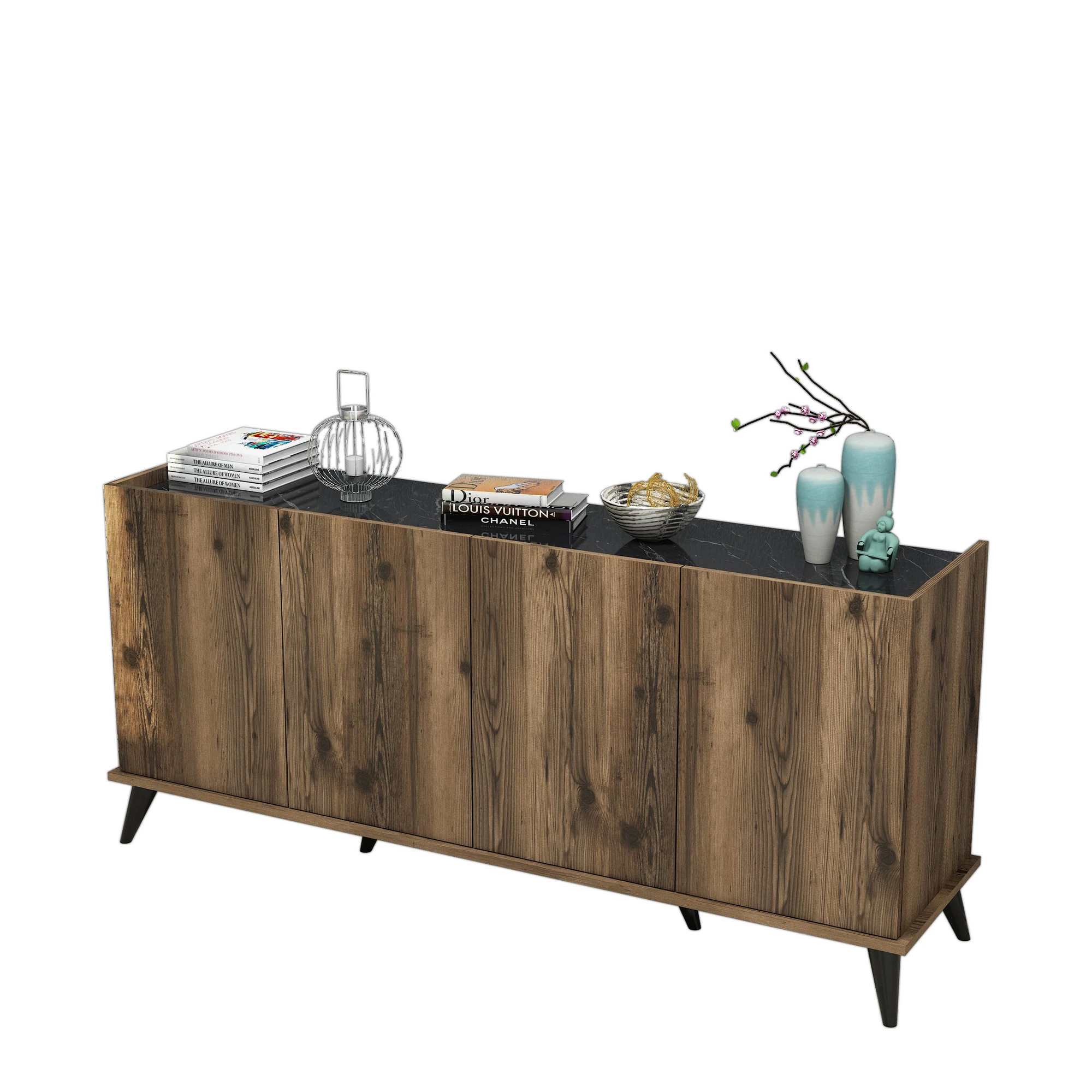 Konsolė, Hanah Home, Riešutas Juodas marmuras, 180 x 80,8 x 45, cm