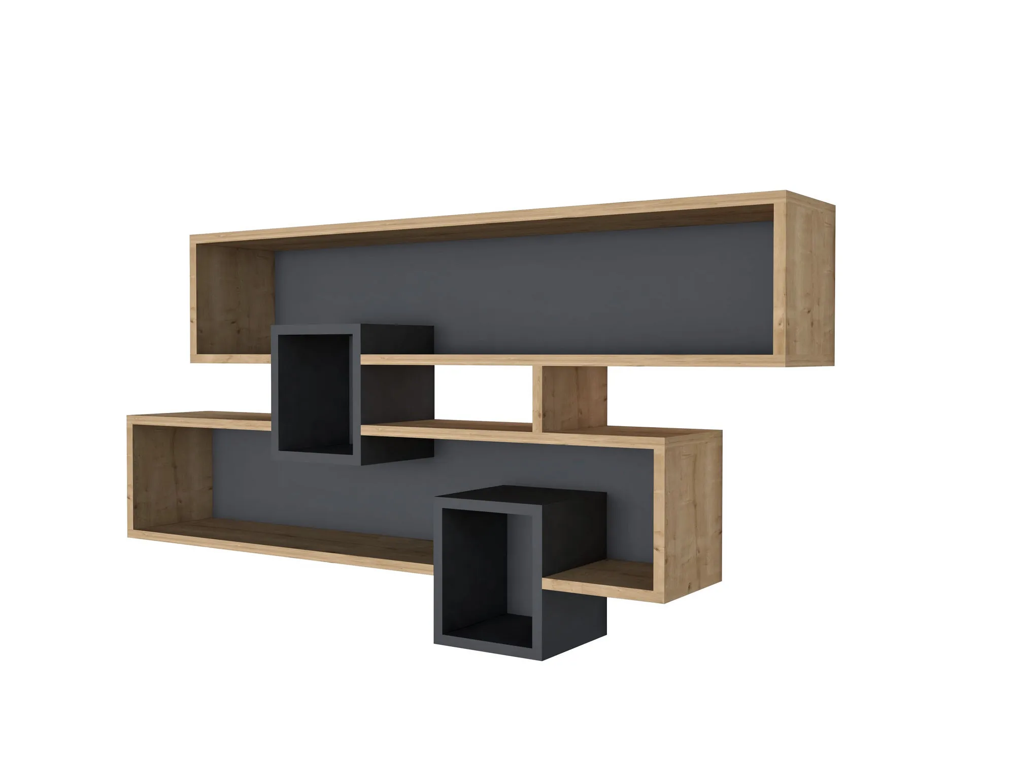 Sieninė lentyna, Hanah Home, safyras Antracitas, 120 x 72,2 x 22, cm