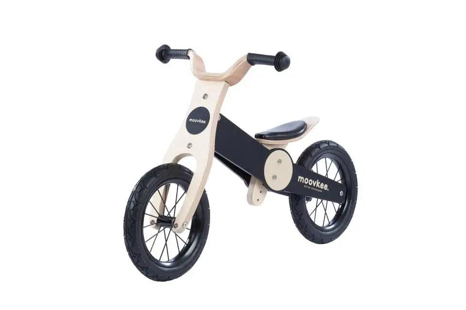 Balansinis medinis motociklas - Moovkee, juodas