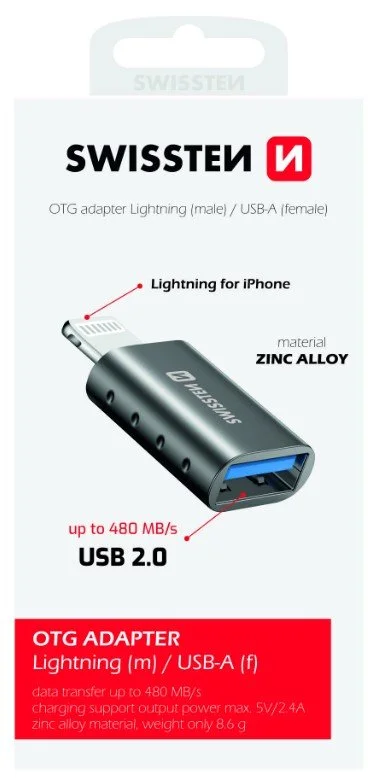 „Swissten OTG Adapter Lightning to USB Connection“.