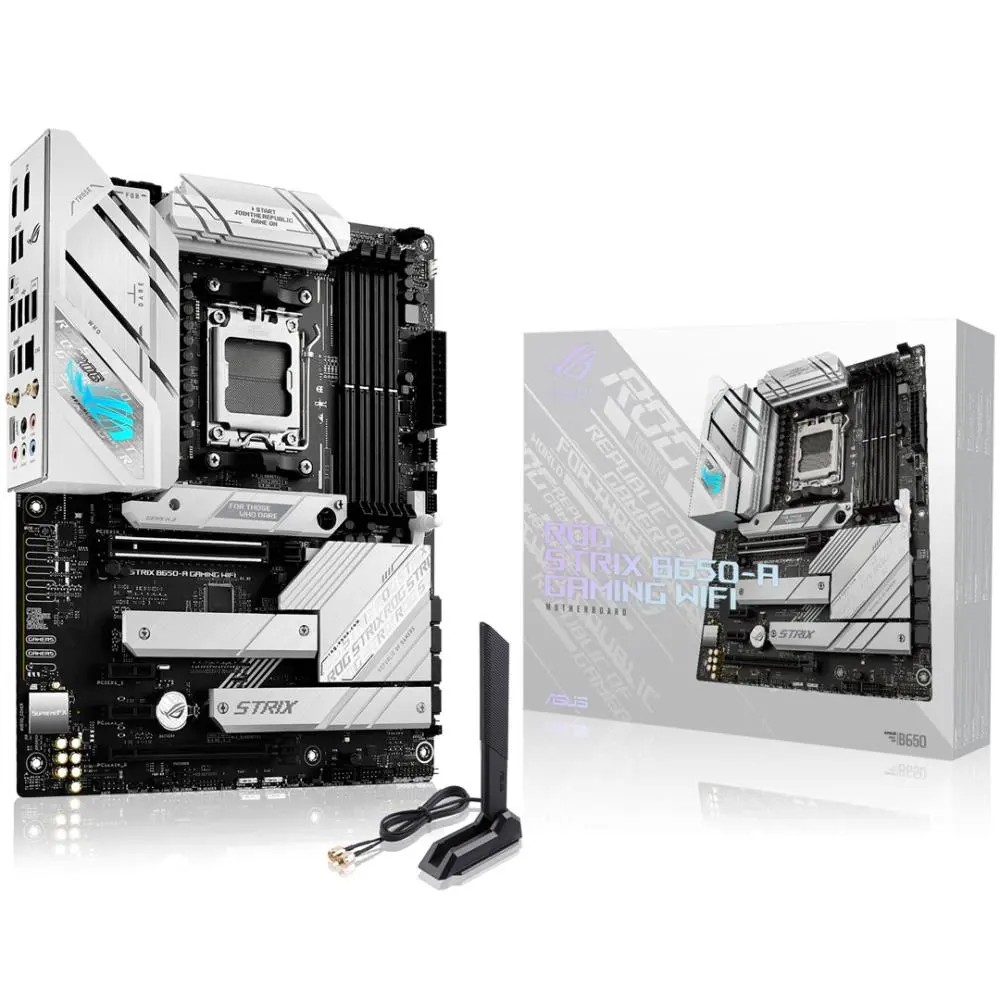Pagrindinė plokštė|ASUS|AMD B650|SAM5|ATX|Atmintis DDR5|Atminties lizdai 4|2xPCI-Express 4.0 1x|1xPCI-Express 4.0 16x|3xM.2|1xHDMI|1xDisplayPort|4xUSB 2.0|3xUSB 3.0|3xUSB 3.0J4|2xUSB 3.0 5xAudio prievadas|ROGSTRIXB650-AGAMWIFI